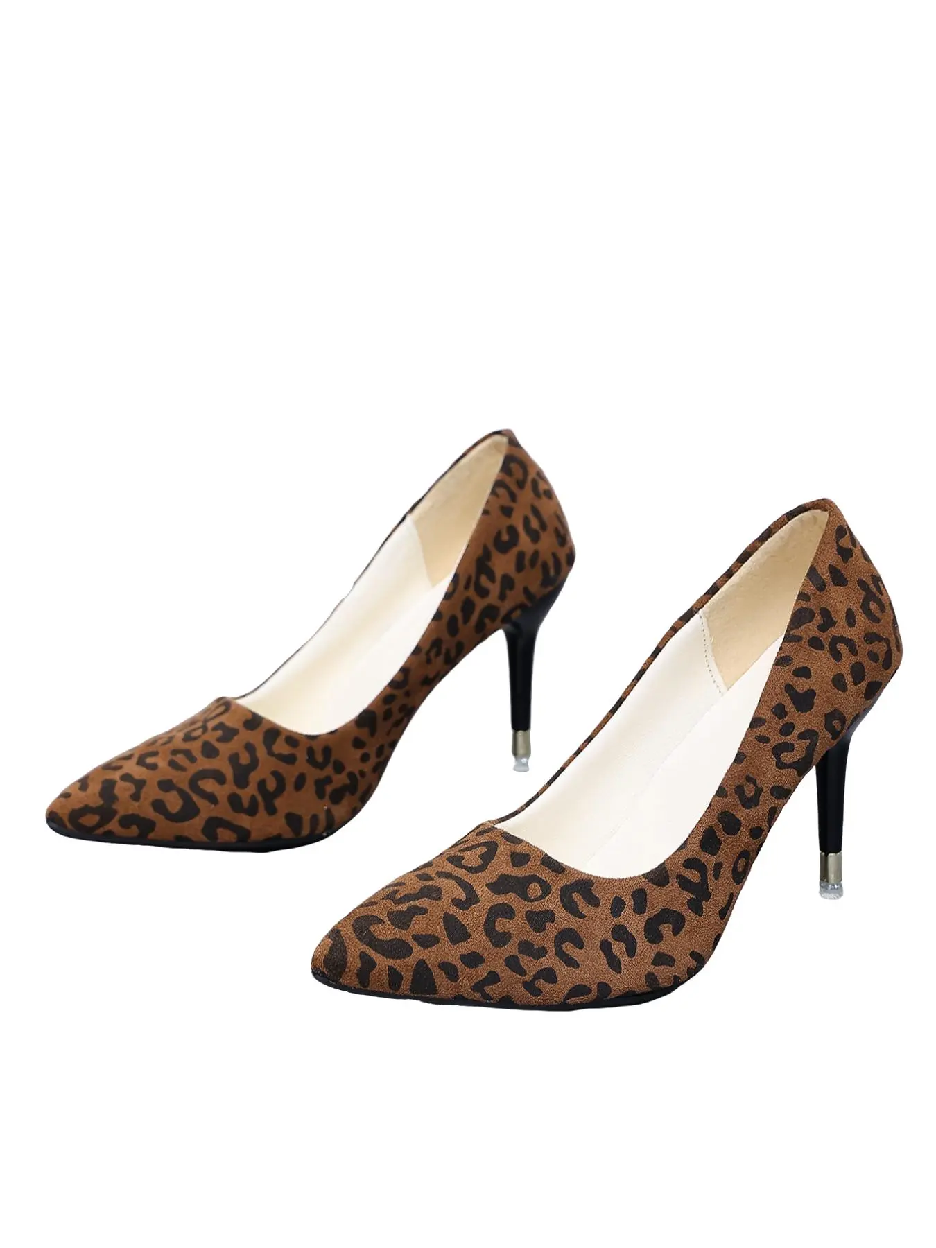 Leopard Print Pointed Toe Stiletto Heels, Women Slip On Pumps