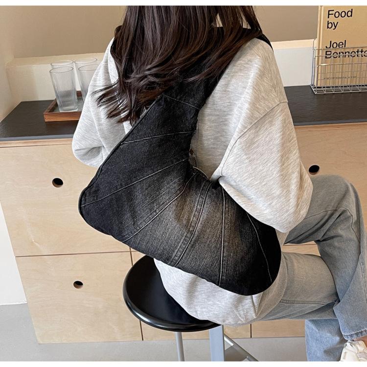 Fashionable Denim Shoulder Bag for Women – New Trendy Design for Cool Girls – Small Casual & Practical Everyday Armhole Bag