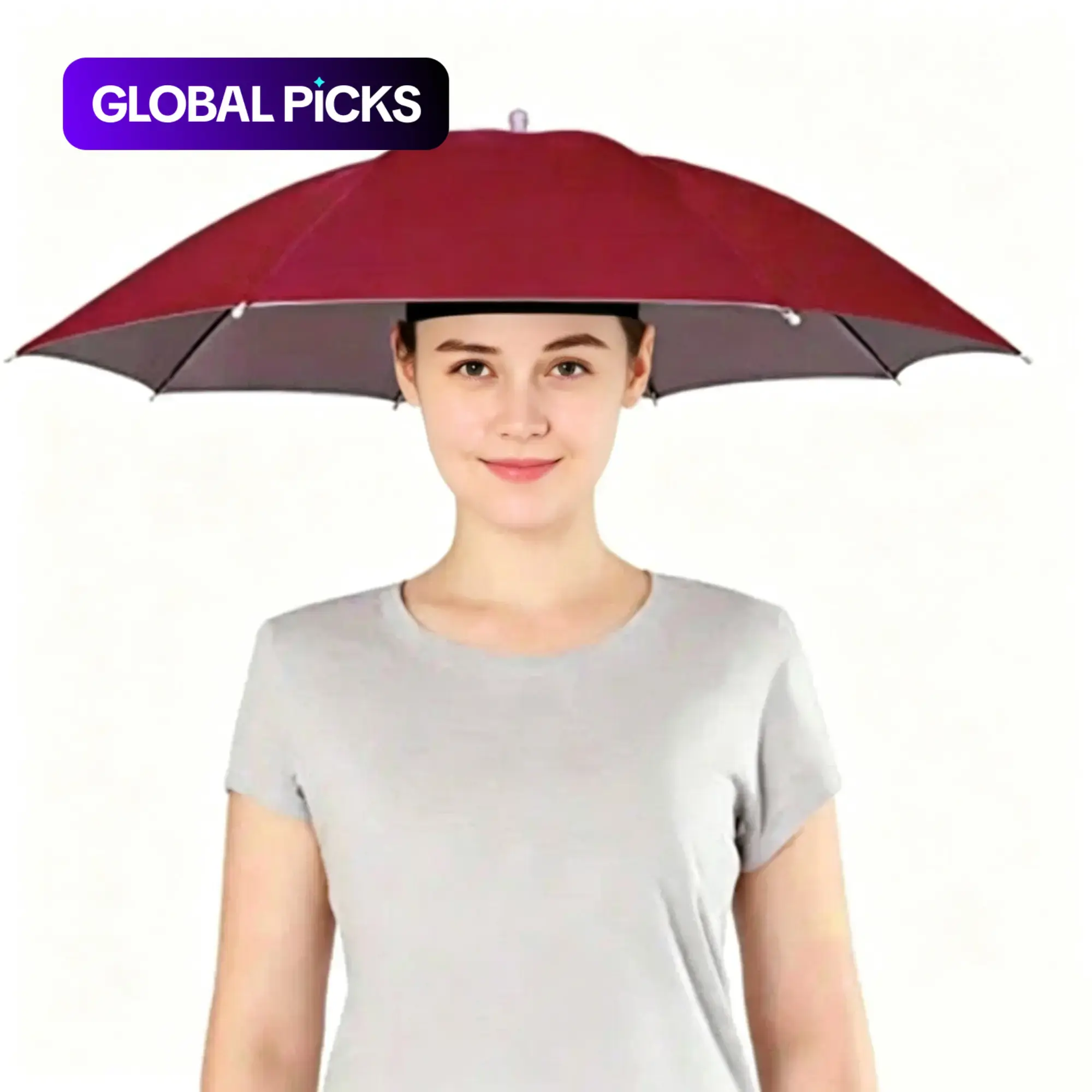 Umbrella Hat with Elastic Headband for Outdoor, Lightweight Sun & Rain Dual-Use Hat Umbrella, Waterproof Portable Fishing Umbrella, Folding Umbrella, Portable Shade Umbrella, Foldable Design #GLOBAL PICKS