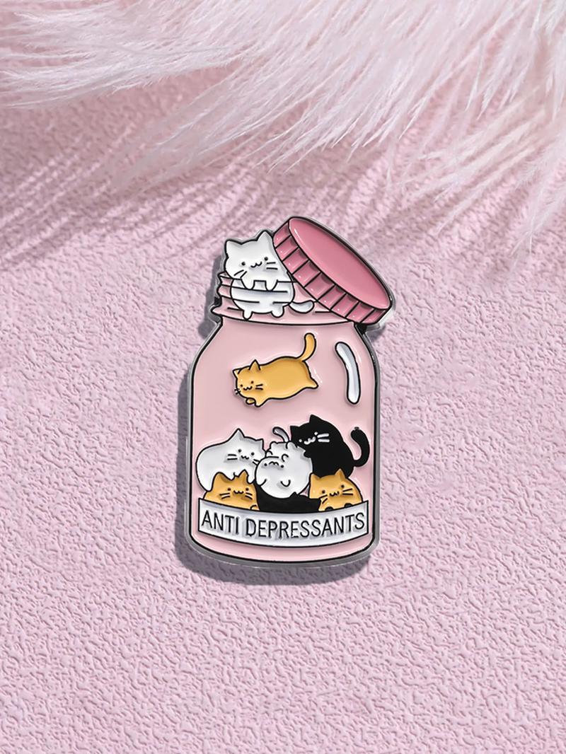 Cute Cat Design Brooch Pin, Animal Themed Enamel Pin, Clothes Accessories for Women & Men, Perfect for Backpacks, Jeans, Scarves, Hats Decoration, Hat Pins