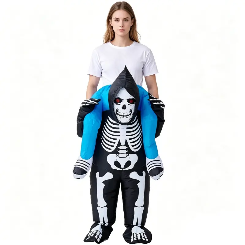 Halloween Skeleton Inflatable Costume, Adult Funny Party Cosplay Outfit, Outdoor Holiday Costume for Men Women