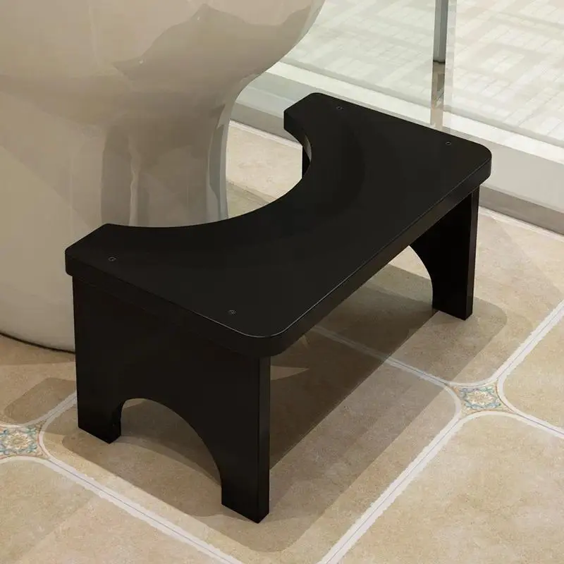 Bamboo Toilet Stool, Squatting Posture Modern Footstool with Height Support Cushion, Bamboo Wood for Bathroom Use