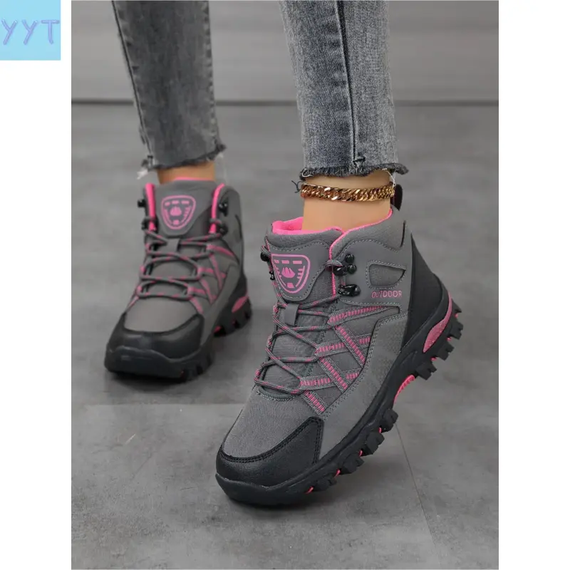 YYT1 Women's Platform Hiking Boots - Female Wear Ankle Height Textile Upper, Waterproof, Non-Wear-Resistant Work Boots for Autumn Winter Mountain Climbing & Daily Casual Outfits