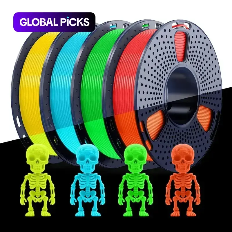 Glowing Pla Filament 1.75mm, Multi-Color 3D Printer Filament Set, Independent Packaging, 250g Spool, 4 Rolls Blue #GLOBAL PICKS