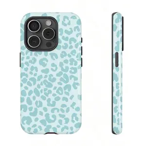 GIIPPA Blue Leopard Pattern Fashion Leopard Print 2-In-1 Anti-Fall Protective Phone Case, Compatible With IPhone 17, 16, 15, 14, 13, 12, 11, PRO MAX Spring Gift