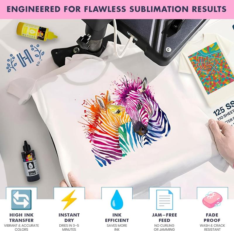 Sublimation  105gsm A4 Size (8.3" x 11.7")  150 Sheets | Works With Sublimation Ink & Blanks | Compatible With Sublimation Printers | T-Shirts, Mugs, Tumblers and More