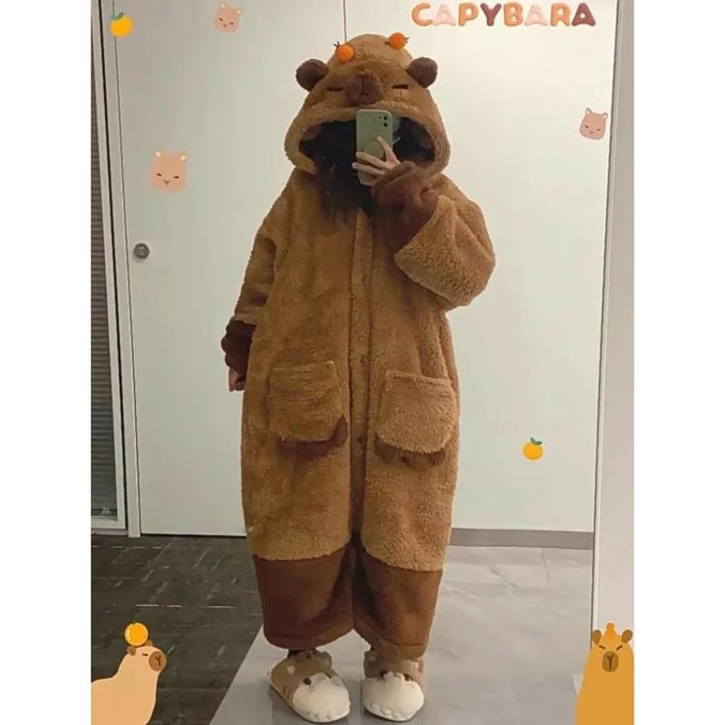 Winter Capybara Cute Cosplay Costume Robes Adult Kigurumi Unicorn Onesie Anime Nightgown Halloween Cartoon Pajamas Sleepwear Winter Capybara Cute Cosplay Costume Robes Adult Kigurumi Unicorn Onesie Anime Nightgown Halloween Cartoon Pajamas Sleepwear