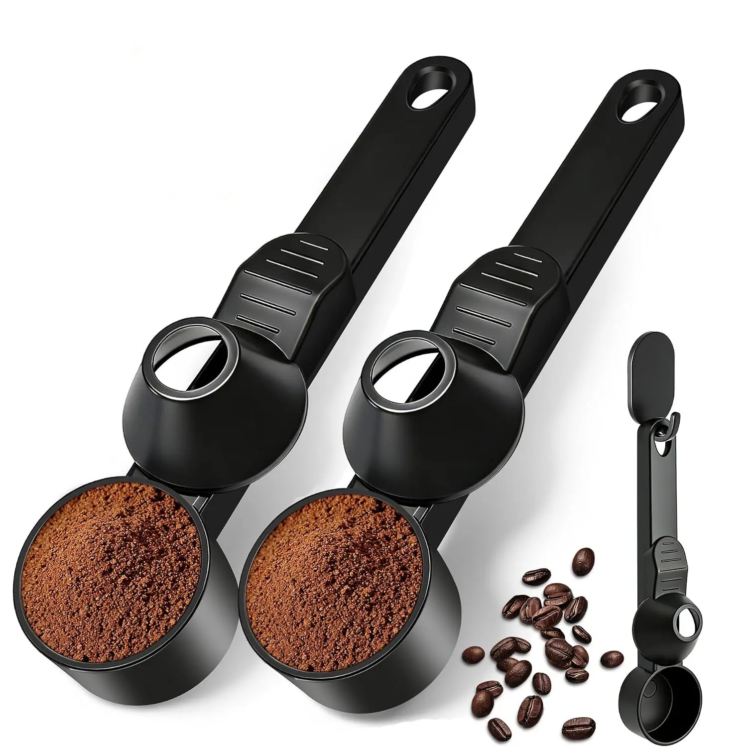 Coffee Scoop for Ground Coffee,Protein Powder Scoop Funnel for Reusable K Cups Measuring Spoon 2 Tablespoon Capacity,Scoop with Funnel Design Prevents Spills for Coffee, Protein Powder etc, Coffee Making Tool(2Pcs）