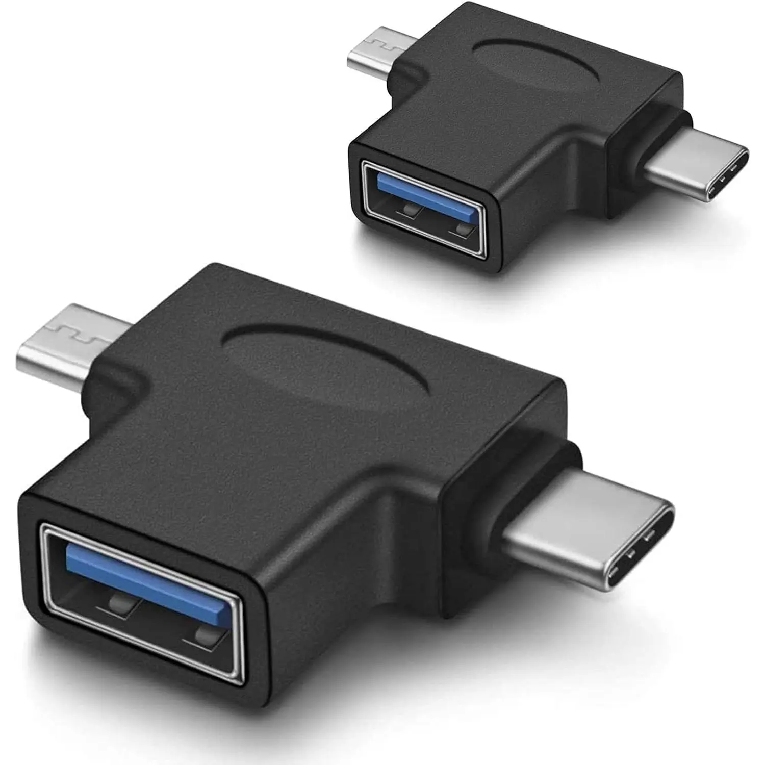 2 in 1 OTG Converter USB 3.0 to  USB and Type C Adapter | Female to Male and Male Connector, 2 Pack