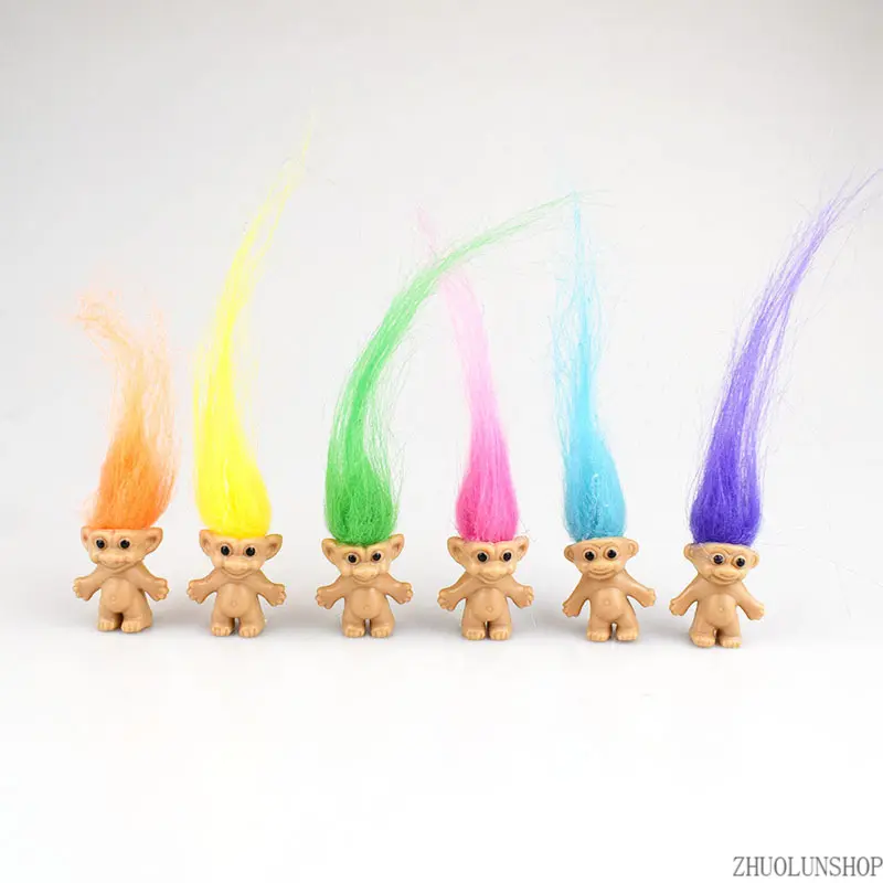 30Pcs Dual Color Long Hair Ugly Doll Plastic Figurine Set, Cute Mini Sculpture Tabletop Home Ornaments, Ideal Easter & Birthday Gift Decorations