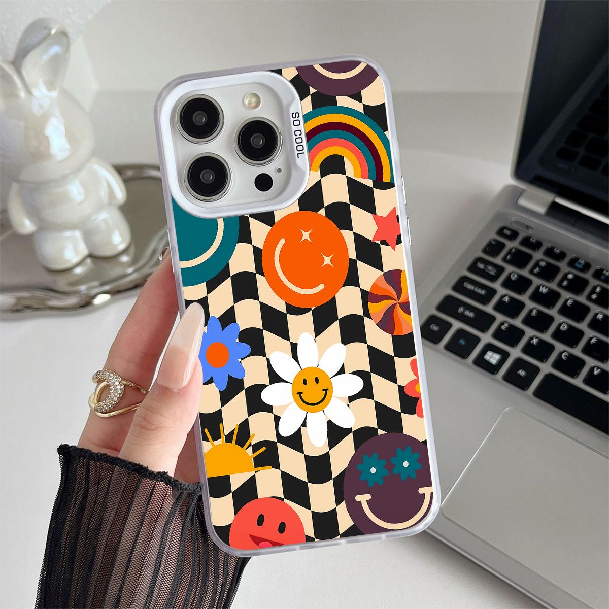 Creative Checkered Pattern Shockproof Phone Case for iPhone 7 8 X XR 11 12 13 14 15 16 17 Pro Max Plus Air 17E Protecitved Cover Affordable Trendy Unique