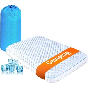 Camping Pillow with Memory Foam-Compressible Medium Firm, Ultralight Cooling Travel Pillow, Outdoor Pillows Ideal for Backpacking, Hiking, Camping, Airplane,Car, Small Beach Pillow with Washable Cover