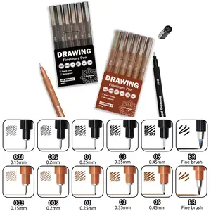 6-Pack /olive Ink Fine Liner Pens, Ideal for Key Marking, Drawing, Mind Maps, Journal Art, DIY Clothing, Design Sketches