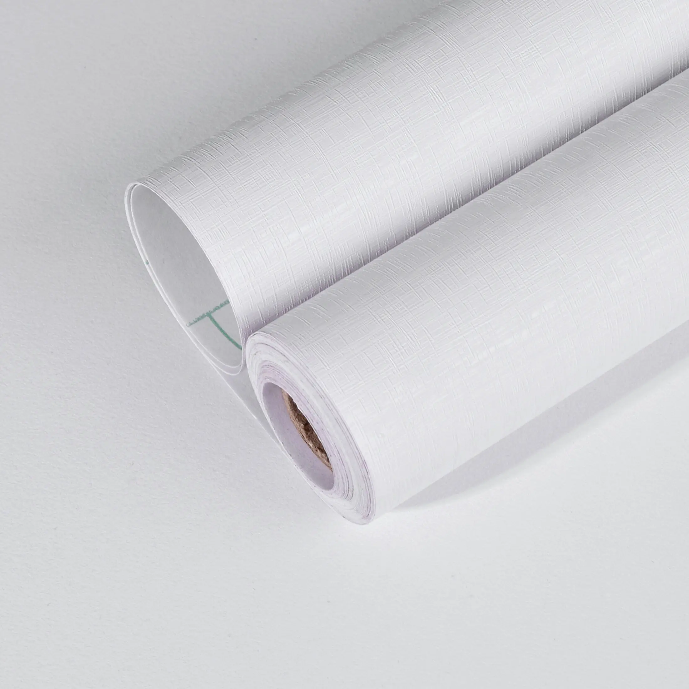 1 Roll Pure White Linen Textured Bathroom Wallpaper Peel and Stick 44.5cm/17.5in Wide, Removable Self-Adhesive Waterproof Vinyl for Living Room Bedroom Decor, Length Options: 1m/2m/3m/5m/10m