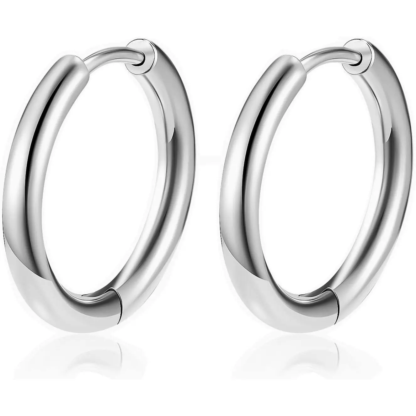 Titanium Huggie Hoop Earrings Hypoallergenic Nickel Free Hinged Sleeper Earrings for Sensitive Skin Cartilage Helix Lobes