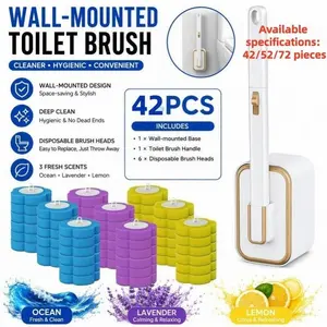Enhanced Toilet Brush Holder, Includes Disposable Brushes & Deep Cleaning Agent Heads, Bathroom Cleaning System, for Toilet, Sink, Bathtub, Vanity