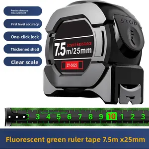 16-Feet (5-Meters) Tape Measure with Fraction Markings, Steel Retractable Ruler, Self-Locking Inch/Metric Scale Measuring Tool, Black