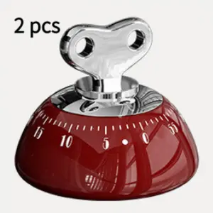 2-piece set - Home - Kitchenware - Timer - Magnetic Kitchen Timer, Refrigerator Magnetic Timer Reminder, Mechanical Clockwork Magnetic Alarm Clock (60 Minute Countdown), Retro Mechanical Timer, Battery Free Magnetic, Suitable for Kitchen Cooking