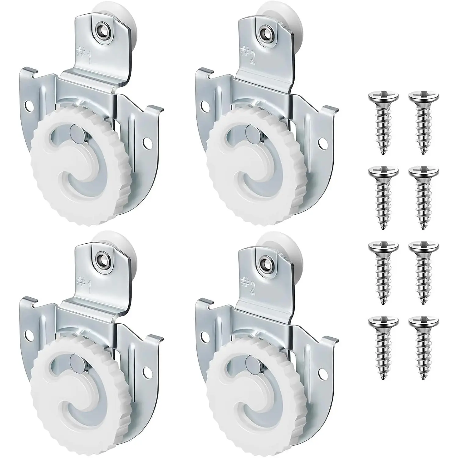 4 count Sliding Closet Door Hardware Rollers Wardrobe Cabinet Door Hangers Knob Adjustable Hooks with 8 Screws