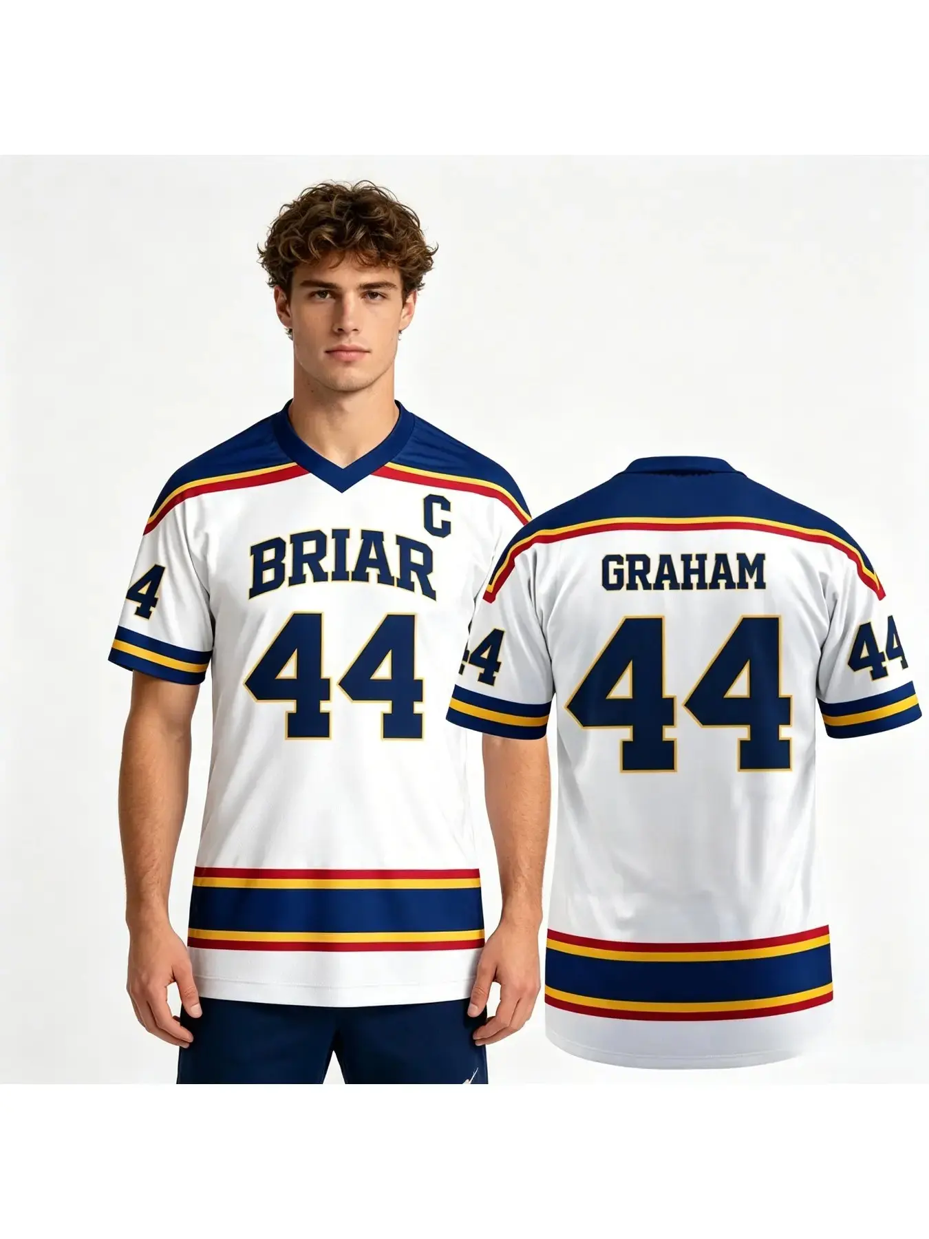 Men's Briar Graham44 Ice Hockey Jersey, Casual Loose Mesh Top, Breathable Sports T-Shirt, Summer Comfort, Neutral Style