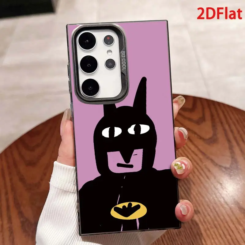 Phone Case - 2D Flat Batman Purple Black Pattern IMD Style Laser Silvery Design for iPhone 17 Air 16 15 14 13 12 11 Pro Max Plus and Samsung S26 S25 S24 S23 S22 Plus Ultra