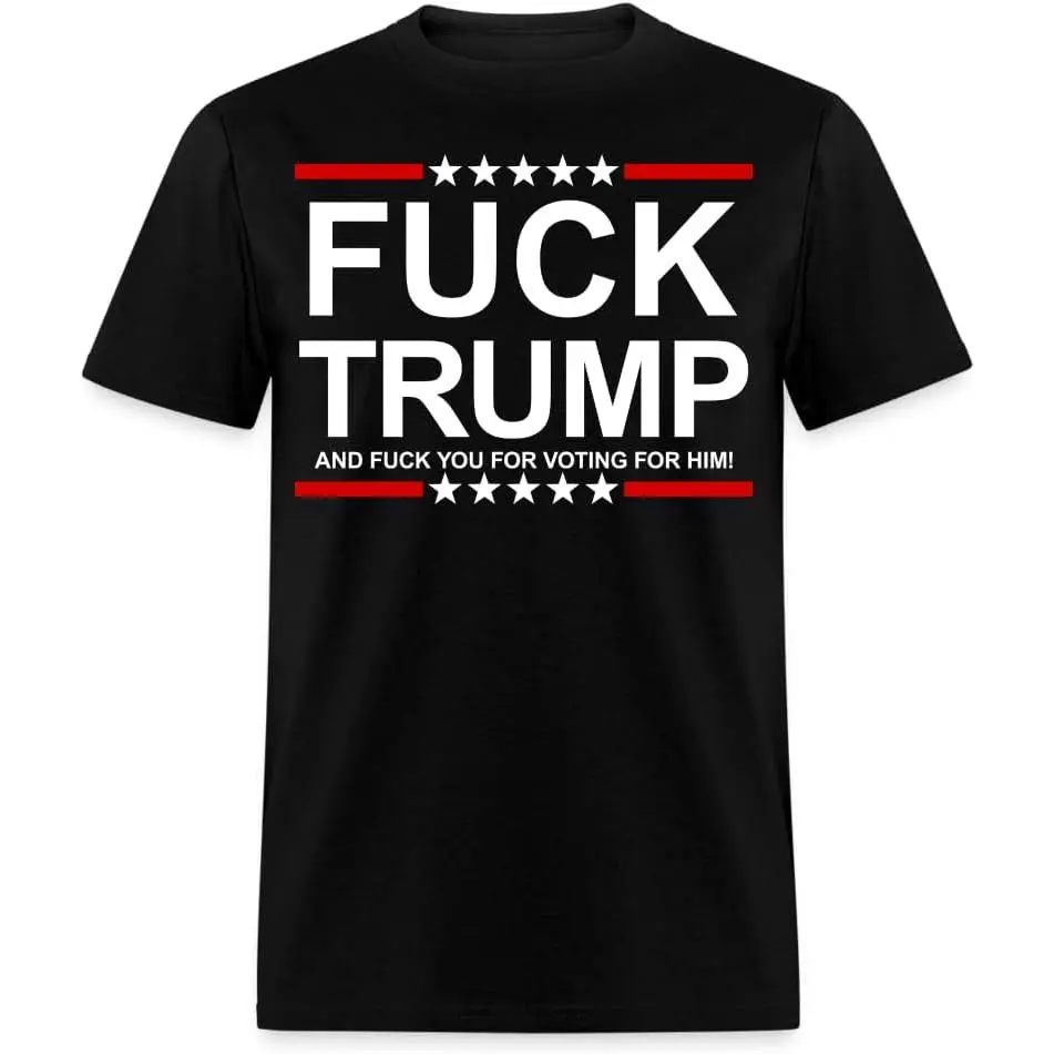 Women's Essential Basic Funny Anti-Trump Graphic T-Shirt - Casual Boho Short-Sleeve Crewneck, Lightweight Ripped Streetwear Top for Political Gifting, Shortsleeve
