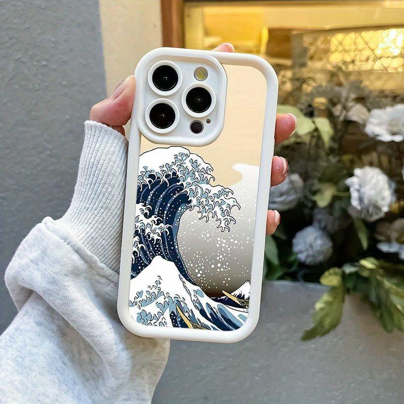 Oil painting of the ocean design black and white Soft TPU Material, Fun and durable, Shockproof and Anti-slip Protection phone case for iPhone 17 E Air Pro ProMax iPhone16 15 14 Plus 13 12 Mini 11 X XS XR