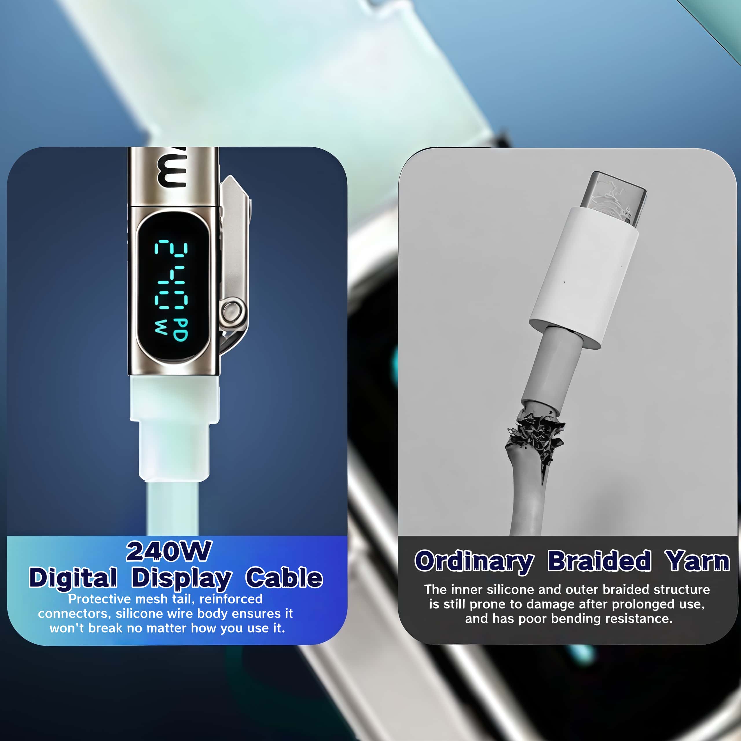240W 4-in-1 Fast Charging Cable,Compatible With Multiple Devices Including Smartphones And Laptops 2026 New Style Data Cable with Digital Display-MM