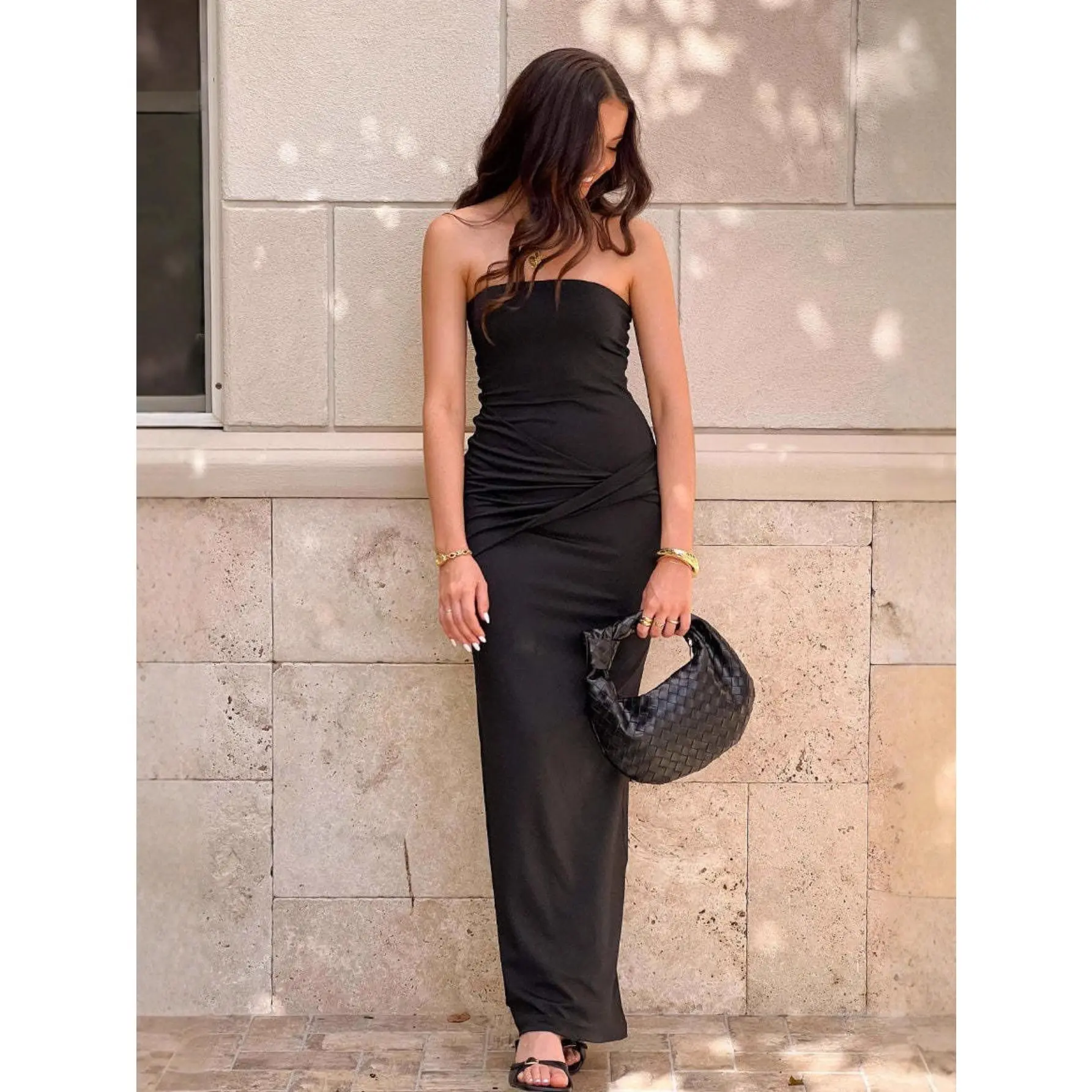tiered denim maxi dress MAXI TIERED DENIM DRESS  mayasplaceny.com