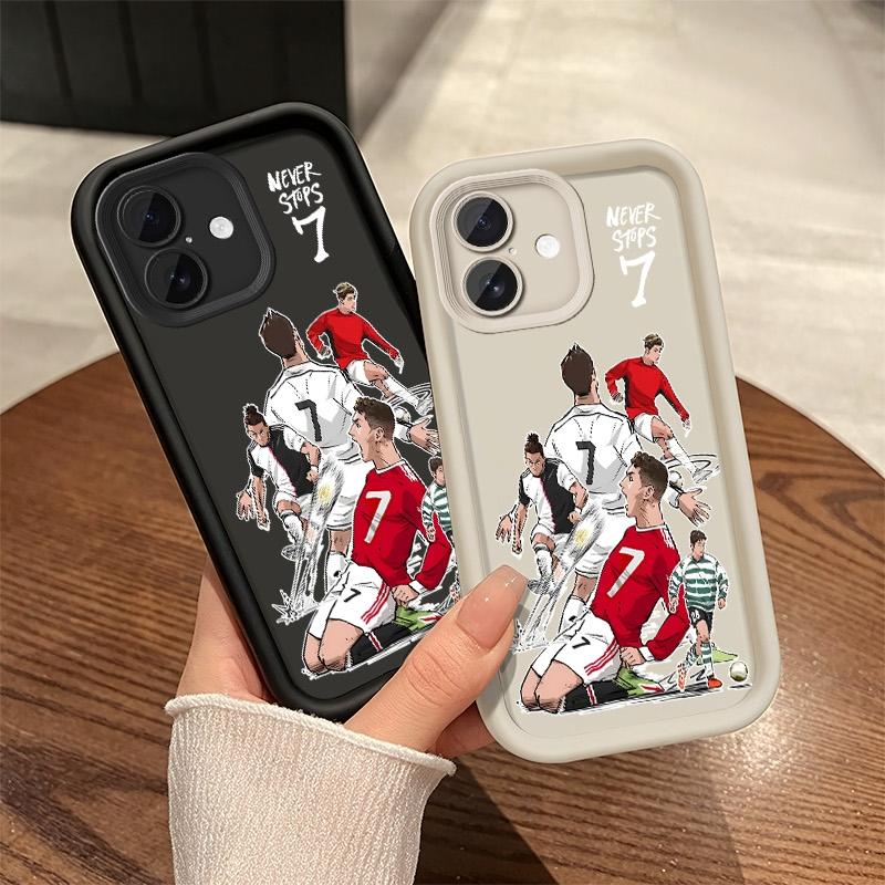 Soccer Player Number 7 Junk Phone Case for iPhone 17 Pro Max 16 E 15 14 Plus 13 12 11 Pro Max & Samsung S21S22 S23 S24 S25 S26 Ultra Plus, "Never Stops" Football Legend Brown Matte Shockproof Protective Cover