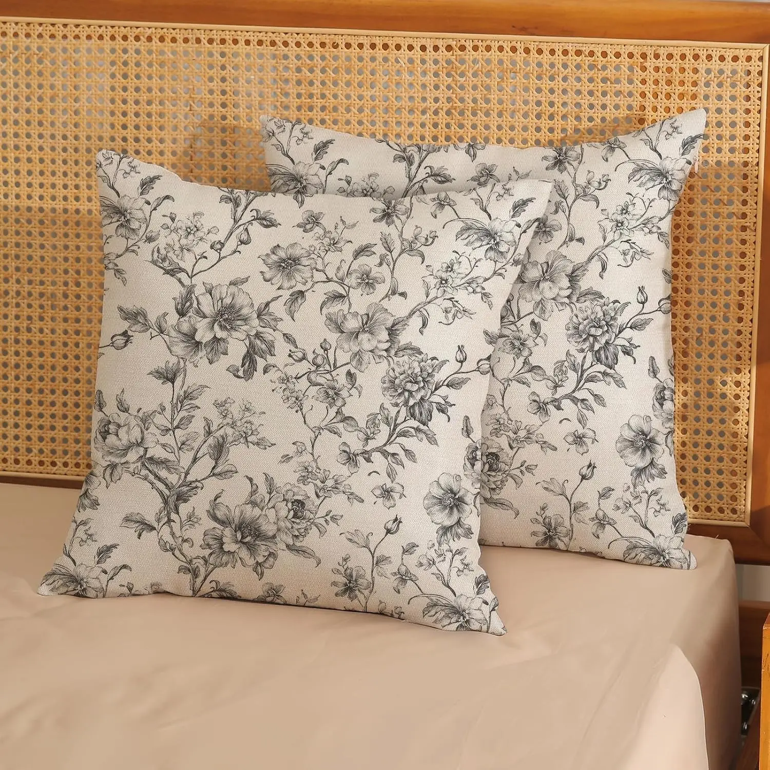 2 Piece Cushion Covers Set, 40x40cm, 45x45cm, 50x50cm, All Seasons, Solid Floral Pattern, Simple Farmhouse with Square Decoration, Bohemian Couch Sofa Comfortable Breathable Throw Pillow Cases, No Core Included
