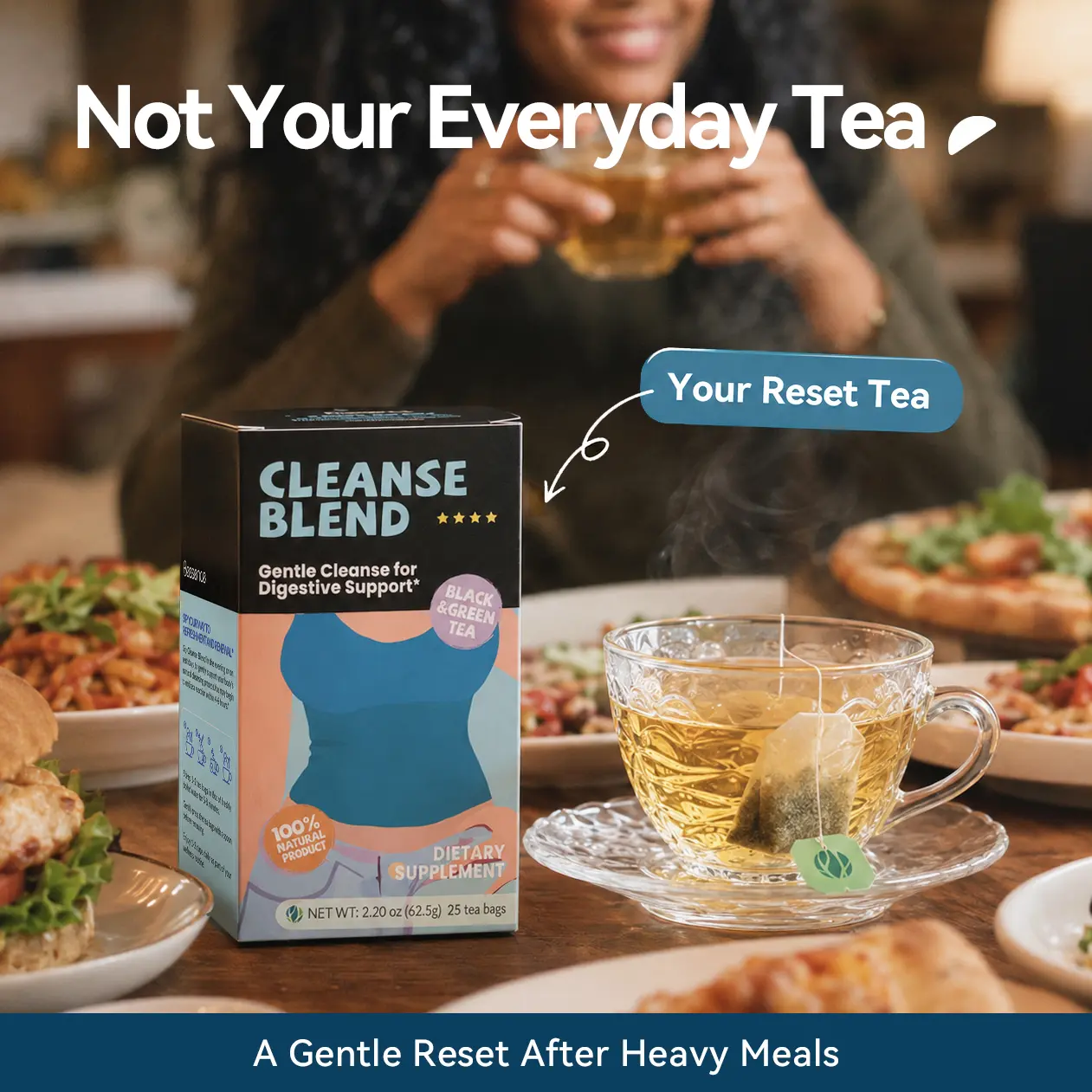 Bessence Cleanse Blend Reset Tea | Gentle Digestive Support | Traditional Herbal Tea | 25 Tea Bags