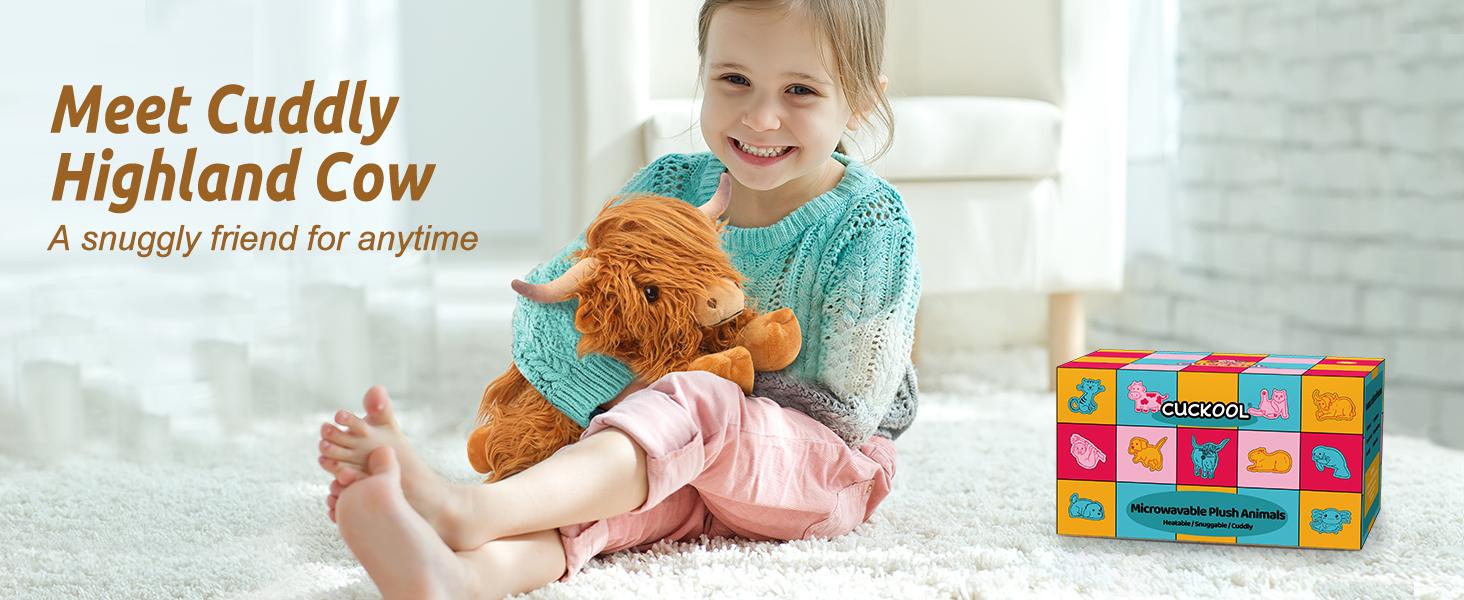 Highland Cow Stuffed Animals, Microwavable Stuffed Animals Heating Pad for Cramps, Pain Stress Relief, Heatable & Coolable Lavender Scented Cow Plush Toy for Anxiety, Women Kid Bedtime Highland Cattle