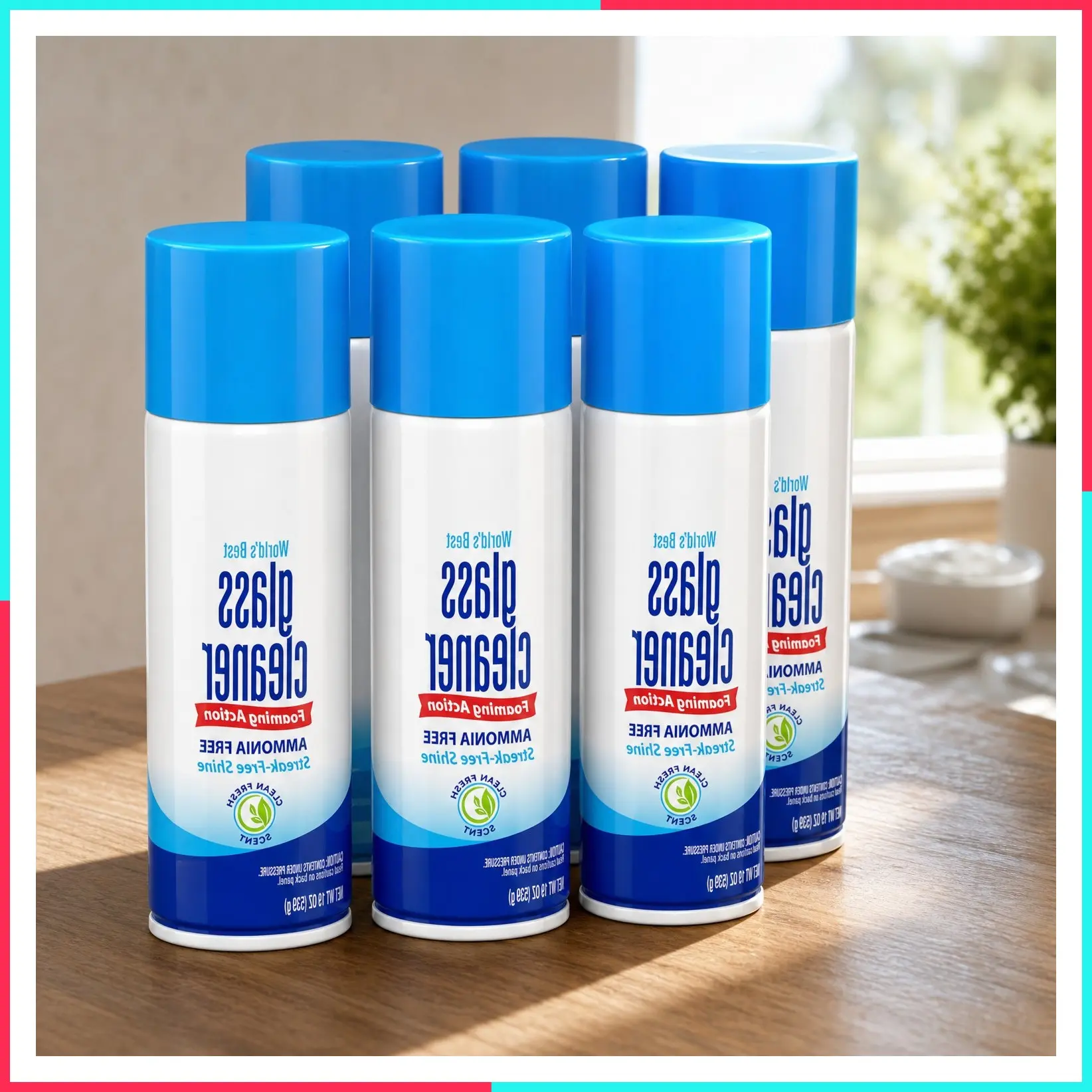 Glass Cleaner Foaming Aerosol Spray, 15oz, Pack of 6 | Ammonia-Free, Streakless, Fast-Acting | Cleans & Polishes Glass Surfaces | Fresh Scent, Removes Fingerprints, Dust, Dirt, Smoke Film