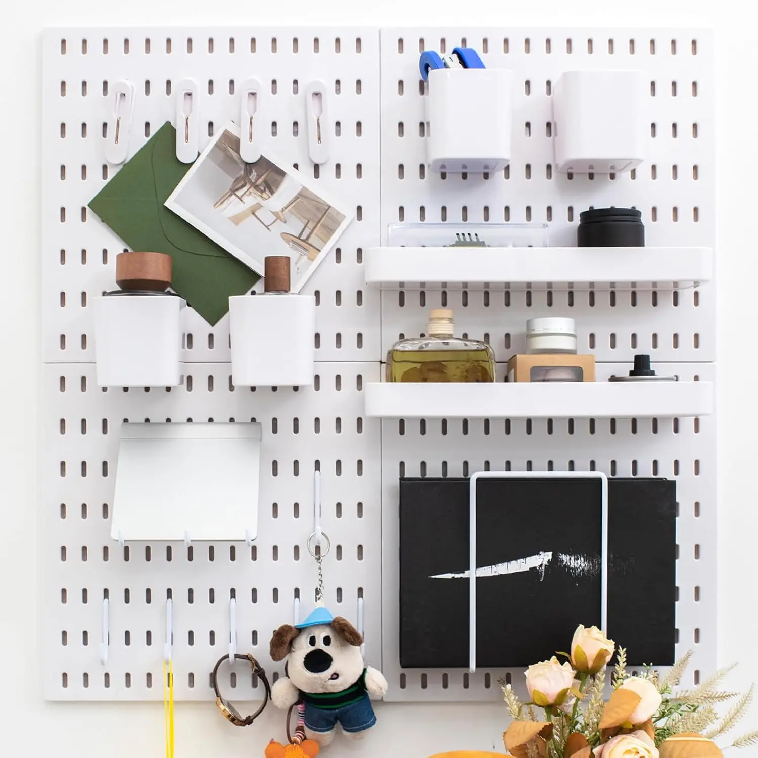 Wall-Mounted Pegboard Kit, 25.2" x 25.2" Organizer Panel – Large, Cost-Effective & -Free Installation White