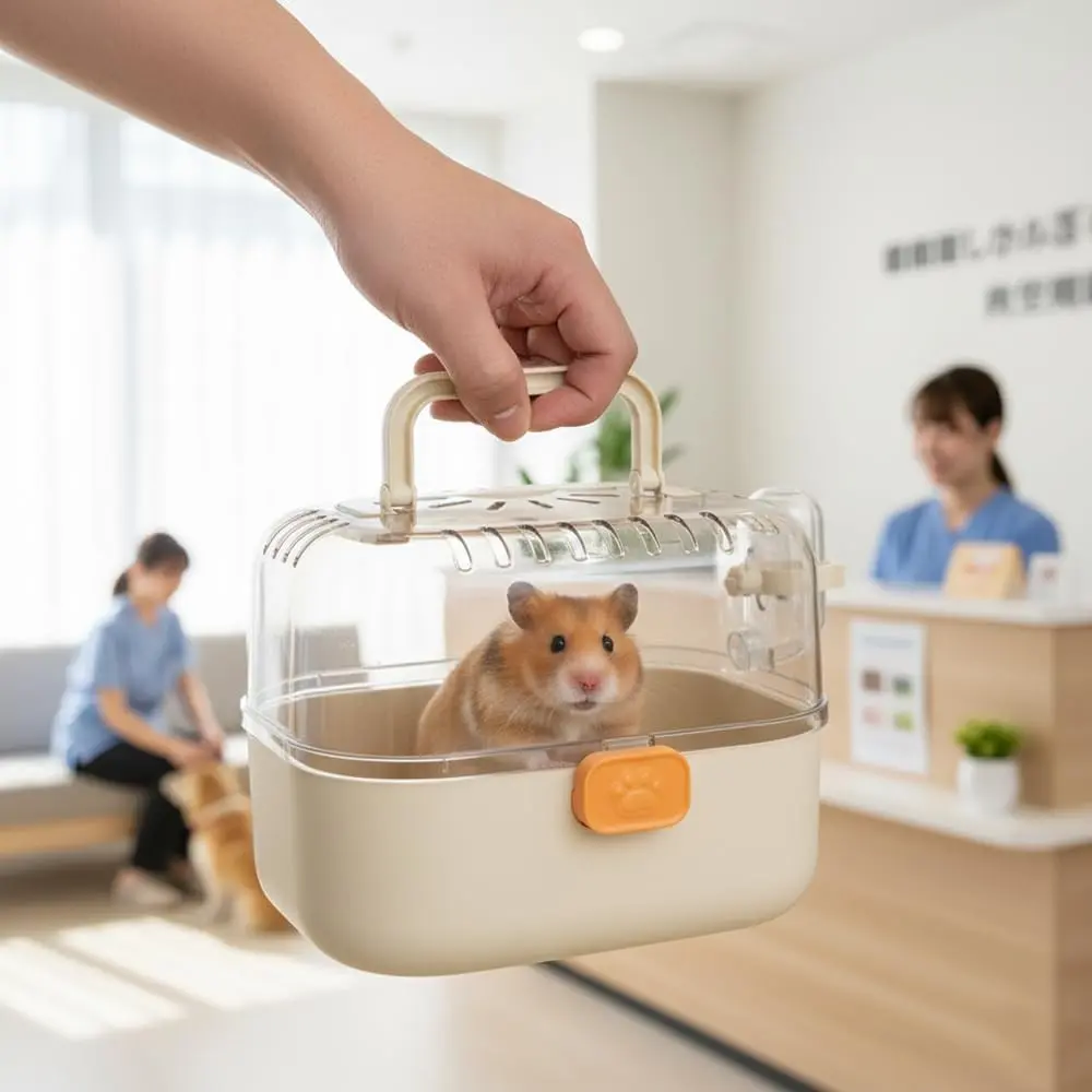 Portable Pet Cage for Hamsters, Travel Safe Escape-Proof Small Animal Carrier, Handheld Exotic Pet Box, Ideal for Outdoor Use