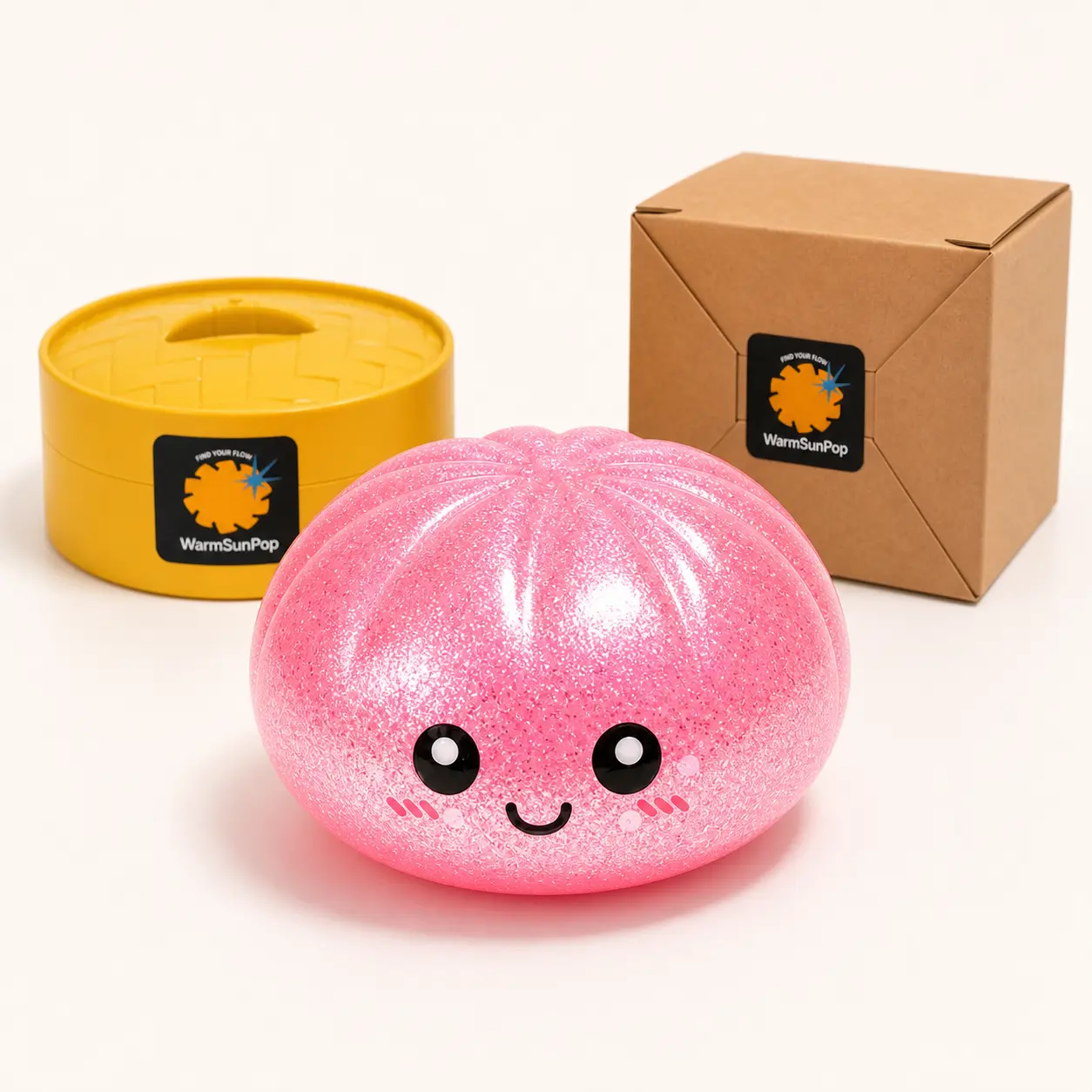 Mystery Glitter Bao Bun Squishy, Kawaii Dumpling Squeeze Fidget Toy, Surprise Color, 1 or 2 Pack, Ages 14+