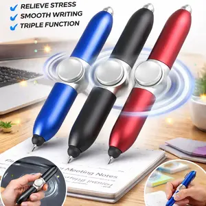 Multifunctional Gyroscope Pen Stress Relief Toy, Glowing Decompression Pen, Pressure Relief LED Finger Spinner for Adults, Decompression Fidget Pen, Pen That Releases Stress