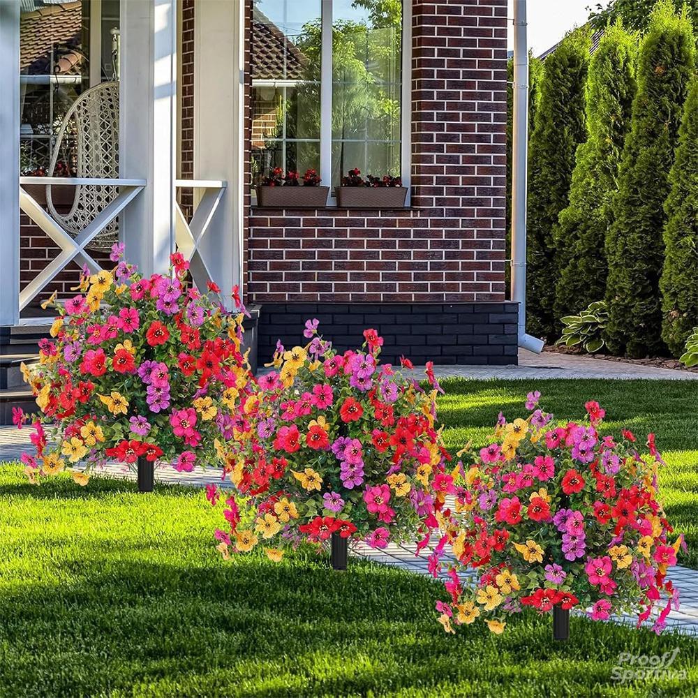 Artificial Flowers Faux Plants Outdoor Fake Flowers Spring Decor, Realistic Plastic Colorful Daisy UV Resistant for Porch Patio Home Yard Garden Window Box Pot Planters