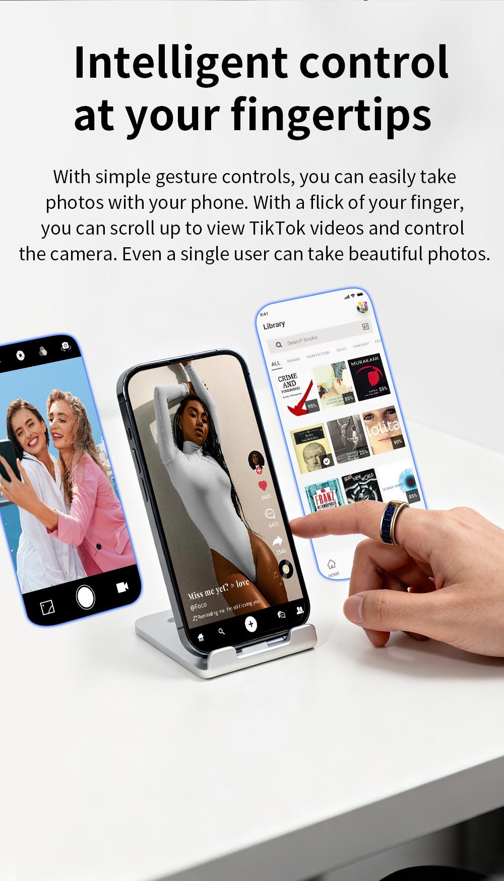 Stylish Smart Ring for Men And Women with Digital Display-Health Ring, Built-In Caller ID Function, Sleep, Exercise, Menstrual Cycle Recording, IP68 Fitness Ring, Fitness Tracker Ring, with Magnetic Charging Base Long Battery Life