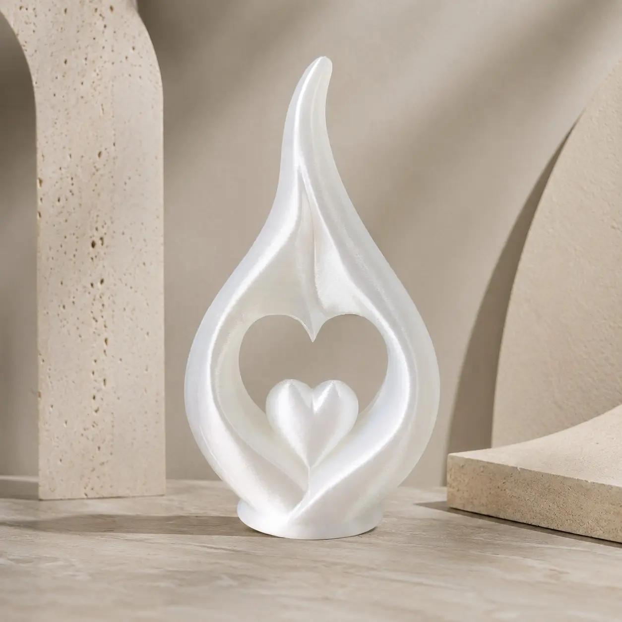 Teardrop Flame Heart Decorative Ornament, Abstract Heart Statue with Hollow Hearts, Perfect for Home Décor and Special Occasions