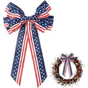 4th of July Bows Large Patriotic Bows Red White Blue Bow for Wreaths Fourth of July Bows Memorial Day Bows Stripe Star Tree Topper Bow America Flag Wreath Bows for Front Door Independence Memorial Dayfidget toys