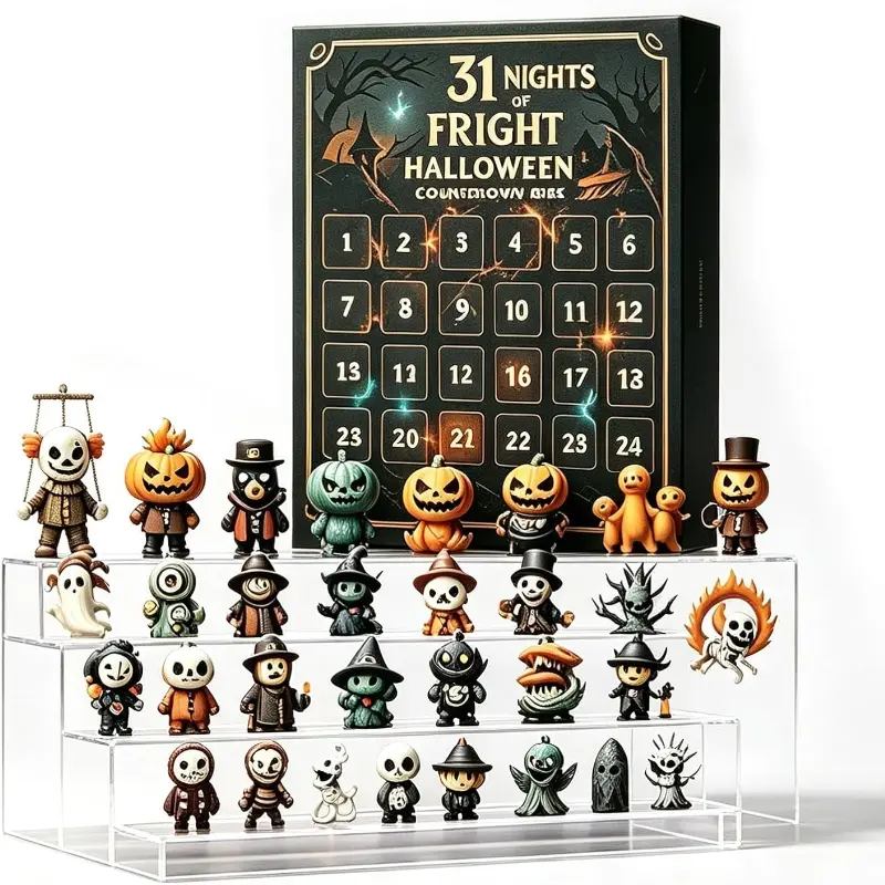 15/31 Nights of Fright Halloween Countdown Box with Figurines - Halloween Advent Calendar 2026 Scary Mini Dolls Gift Boxs, Halloween Horror Figures Ornaments Decorations, Halloween Gift for Kids & Women