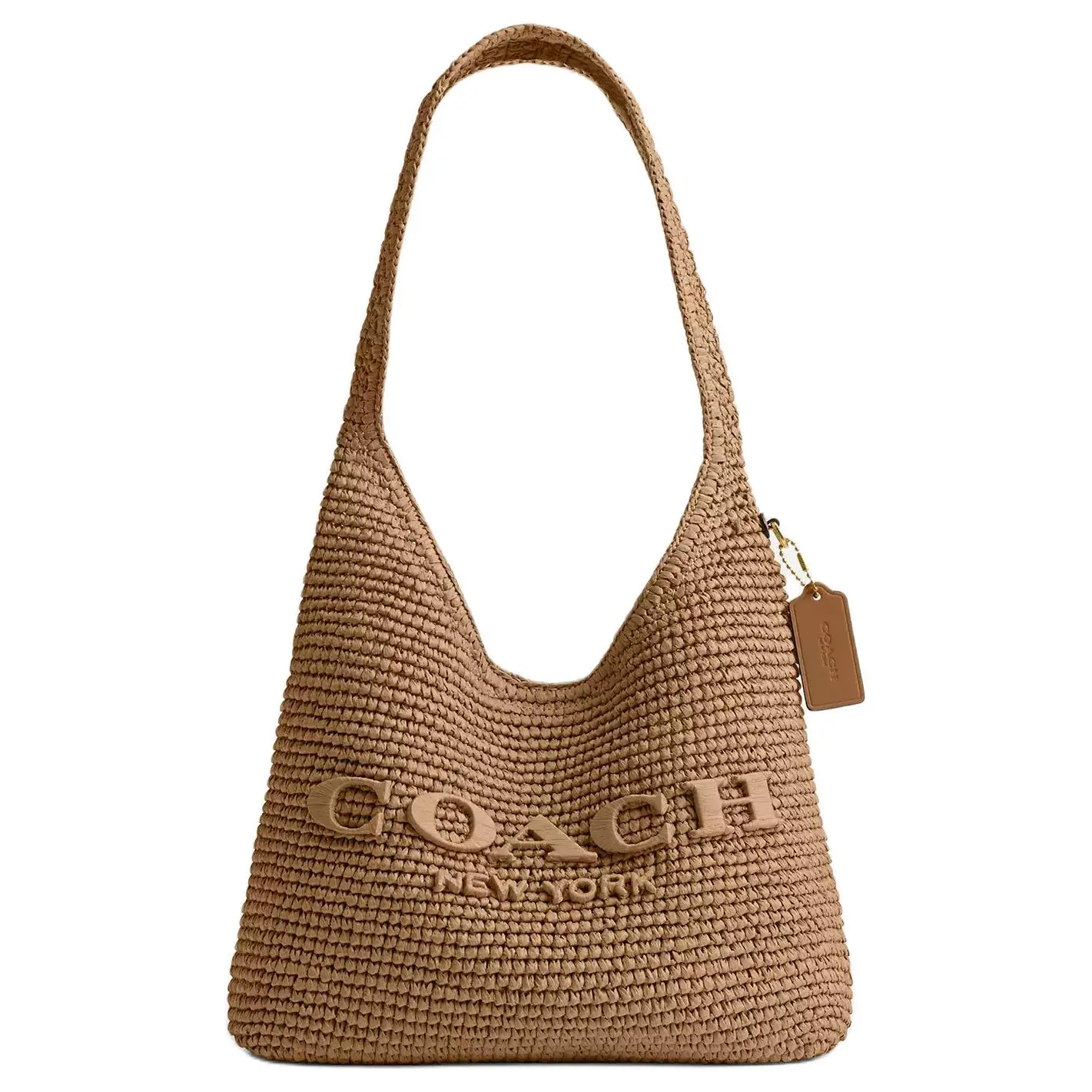 Coach Brooklyn 28 Magnetic Closure Calfskin Shoulder Bag for Women, Small Size, Straw Color