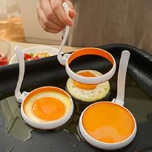 Silicone Fried Egg Cooker Rings Set,Nonstick,Easy to Use&Clean, 4-pack, Round Egg Mold for Cooking Pancake,Breakfast Sandwich, fit McMuffin Biscuit,Griddle Egg Ring for Frying Eggs