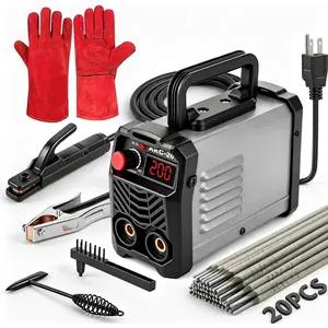 200Amp 20PCS Rods Stick Welder, Super MINI Portable Welding Machine, IGBT Inverter Welder Machine 110V with Hot Start Arc Force Anti-Stick, for 1/16"-1/8" Rod ARC Welder, Chip Hammers (Gray)