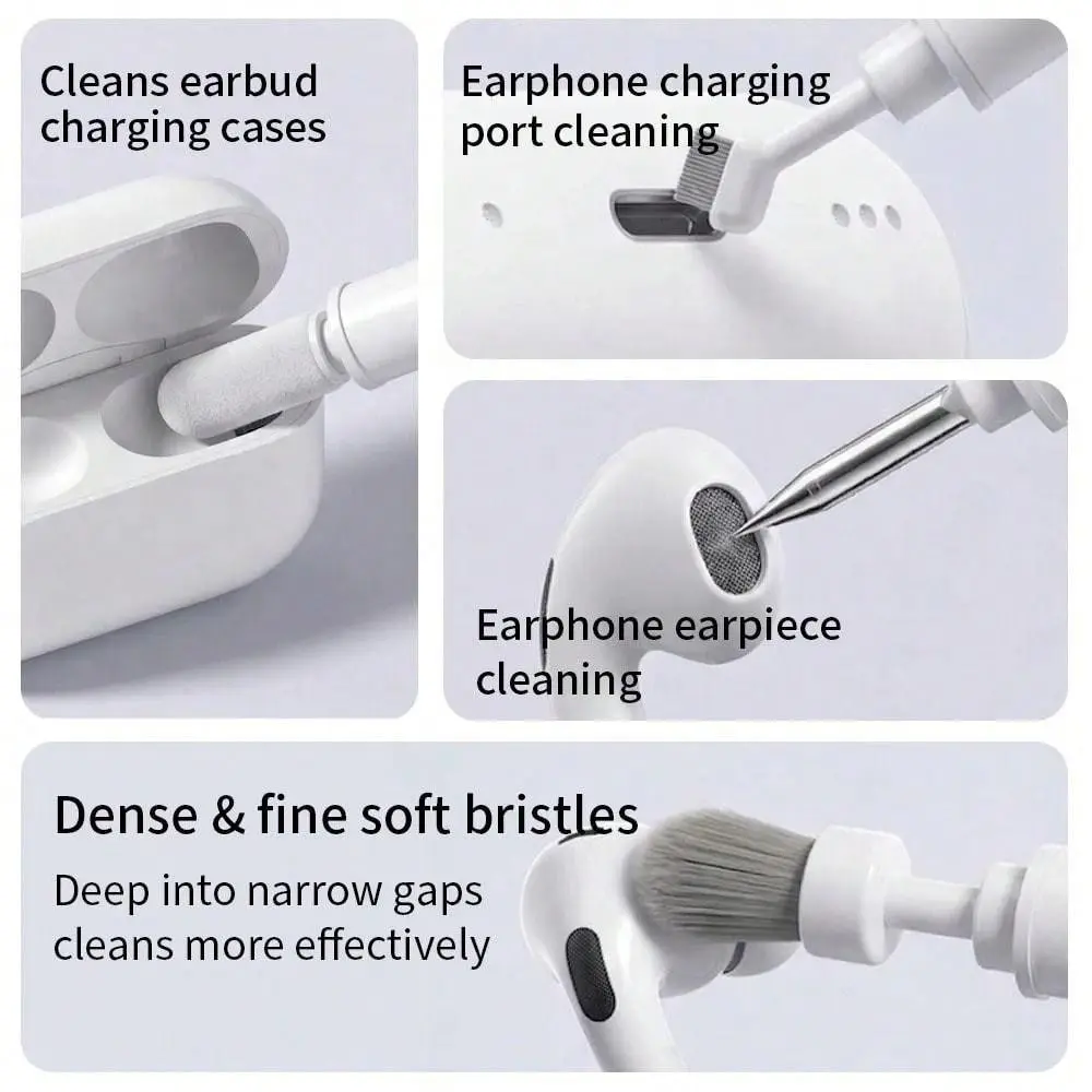 Multi-Function Earbud Cleaner Brush, Portable Wireless Earbud Cleaning Tool, Soft Bristle Dust Remover, for AirPods Pro, TWS, Keyboard, Camera