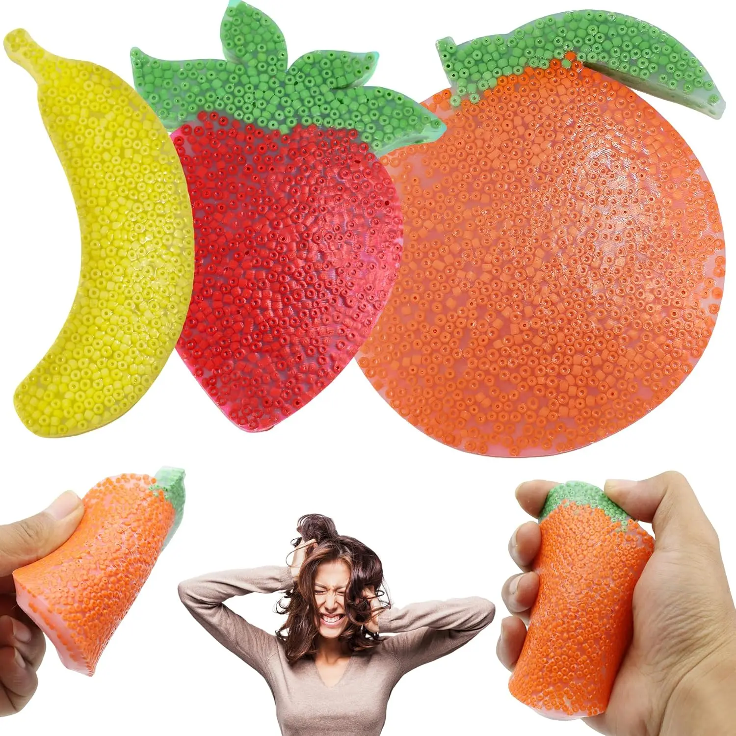 3Pcs Skin Picking Fidget Toys, Fruits Picky Pad, Silicone Sensory Pick Pad for Anxiety Relax, Trichotillomania Toys for Skin Pickers