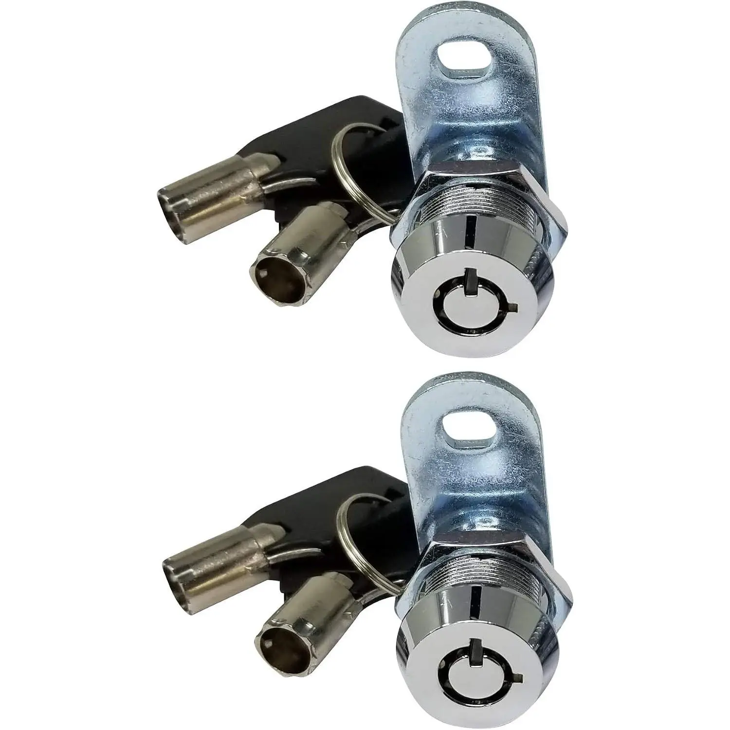 Tubular Cam Lock, Keyed Alike Removable Key RV Compartment Storage Lock Cabinet Locks (Chrome Pack of 2, 5/8 Inch 90°)