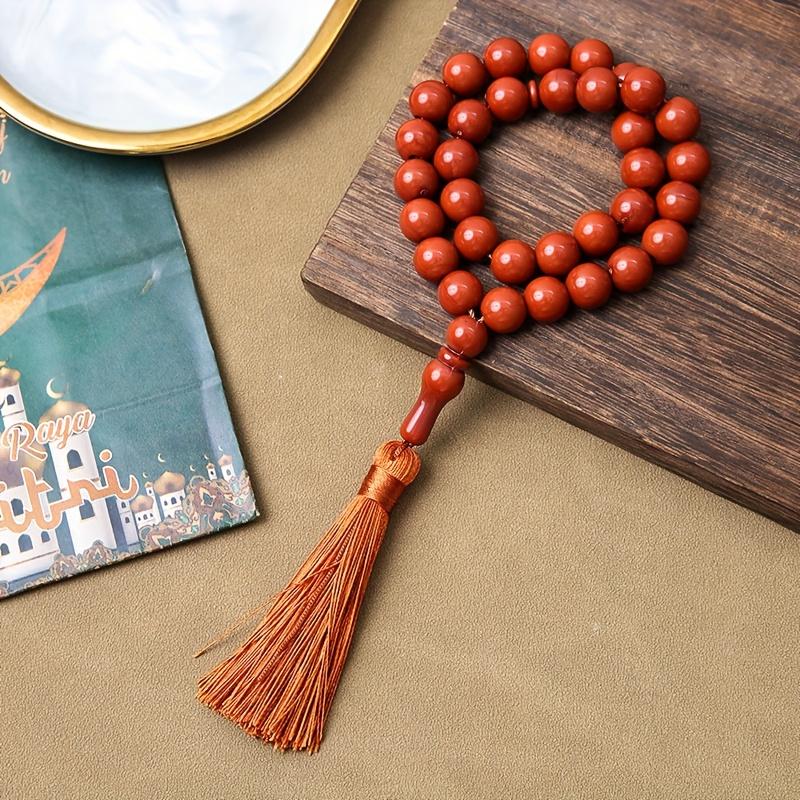 [Large Beads 33pcs] Acrylic Large Beads 33pcs 12mm Wooden Imitation Tassel Prayer Muslim Arabic Bracelet